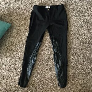 Black leather skinny pants